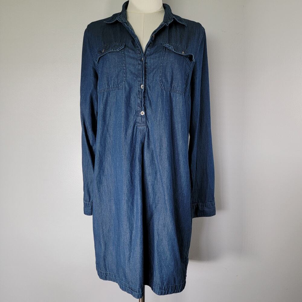 Old Navy Denim Tunic Dress Womens M Chambray Western Country Cottagecore Casual
